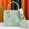 Fashion Classic Tote Bag Women's Shopping Outside the Door with Colorful Plaid Pattern Design Handbag with Series Code