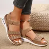 Sandals Tendance de mode pour femmes Anti-slip usure confortable Couleur assortie semelle pure kaki shoelace plat zapatos de mujer