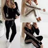 Women's Two Piece Pants Autumn Winter 2 Set Woman Hoodie Tracksuit Leopard Sportwear Casual Female Zipper Jogging Suit 3XL