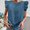 T-shirts de femmes Butter décontracté mode 2024 BLUSAS SOLIDS BLUSAS Femmes Ruffles Sleeve Blouses Round Streetwear Chic Tops