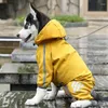 犬のアパレルペットレインコートレインジャケット犬用防水コート反射ストリップポンチョ屋外ウォーキング服を着たテディー島