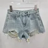 Shorts femininos 2024 Summer Diamond Diamond Jeans para mulheres de alta cintura