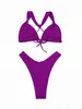 Damen Badebekleidung 2024 Solid zweiteiliger Bikini Rückenkreuz weiblicher Badeanzug Frauen Badebad baden Schwimmanzug Strandbekleidung Sommer