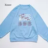 Sweat à capuche pour femmes Sweat à capuche Fashion surdimensionné Harajuku Pullor Round Neck Long Sleeve Letter Print