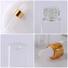 50pcs Bouteille en verre VIDE VIDE Pipe de parfum d'or transparent Huile essentielle Aromathérapie Petits échantillons Bouteilles 240425