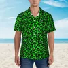 Camisas casuais masculinas leopardo animal havaí camisa férias férias limão verde preto manga curta design de roupas de rua soltas de grandes dimensões