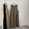 Casual Dresses Cotton Women Dress Solid Color O Neck Sleeveless Tank 2024 Summer Korean Fashion Long Female YoyiKamomo