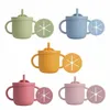 5 kleuren 250 ml babyvoedingbekers siliconen sippy cups lekvrij drinkstro -cup voeding drinkware voor peuters kinderen 240423