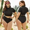 Dames badmode vaste zwarte plus size apart zwempak vrouwen zwemmen tweedelig pak bbw hoog taille zomer 2024 strandkleding 5xl