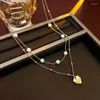 Anhänger Halsketten Mode einzigartiges Design elegantes und exquisites Doppelschicht Perlen Liebe Halskette Frauen Schmuck Hochzeitsfeier Premium Geschenk