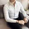 Herren lässige Hemden Streifen Männer hochwertiges Business -Shirt -Hemd Langarm Soziale Slim Fit Party Streetwear Bluse Kleidung