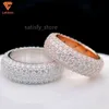 2023 Hip Hop Jewelry Mens Ring 925 Sterling Silver Iced Out Wedding Ring voor paar VVS Moissanite Diamond Ring