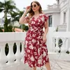 Della Mel 4XL Plus Size Women Clothing Elegant Party Maxi Dresses Summer Ruffle Sleeves Holiday Floral Print Big Long Dress 240426