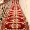 Tapijten Mediterraan Modern Step Carpet European Style Jacquard Trap Mat Home Zelfklevende trap Tapijt niet-slip hout volle deken