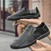 Chaussures décontractées Version des pois plat pour hommes Vraiment la mode en cuir de chèvre conduisant authentique