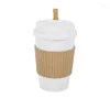 Mokken 450 ml koffiekopjes met deksels tarwestro herbruikbare draagbare beker vaatwasser veilige mok thee reizen