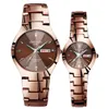 Montre-bracelets de luxe Quartz Quartz Wristwatch Fashion Business Men de mode Femmes Tungsten Steel Coffee Gold Pair Hour Couples Set Watches For8555480