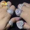 Instock Hot Selling Rapper Schmuck Hip Hop Ring Herz Moissanit Ring 925 Silbereis aus Moissanitmen Frauen Diamantring