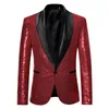 Costumes pour hommes hommes brilleurs vestes vestes paillettes Button danse bling manteaux de mariage gentleman gentleman formel plus taille 2024