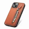 Multifonction cuir en cuir iPhone Case de téléphone Portefeuille Zipper Kickstand Protection Case Anti-Drop pour iPhone 11 12 13 14 15 Pro Max XS MAX