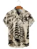 Chemises décontractées pour hommes 2024 drôle de tortue imprimée Hawaiian Shirt Shirding Summer Beach Short à manches revers à manches