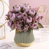 Decoratieve bloemen kunstmatige vintage mini pioen bloemboeket voor thuistafel display diy bruiloft decoratie toevoer