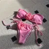 Frauen Bikini Set sexy 3d Flower Bandeau Micro Tanga 2024 Frauen Schnürbadebadanzug Brasilianer Biquini Mujer