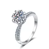 Clusterringen 1 2 Moissanite Wedding Ring For Women PT950 Sterling Silver Round Brilliant Lab Diamond Engagement Gift