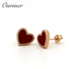 Boucles d'oreilles 5 couleurs coeurs d'amour de luxe pour femmes bijoux mignons en acier inoxydable en or rose coquille de couleur ke004