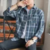 Herren lässige Hemden Mann tops karierte Frachtkleidung geometrisch und Blusen für Männer mit Pocket Red s normal Asien Vintage hohe Qualität xxl