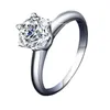 Designer Classic 6 Claws Round Mosan T Diamond Ring Hoge kwaliteit 925 Sterling Silver Moissanite Wedding Ring Bruiloft Liefhebbers Betrokkenheidsringen voor Women Sieraden Gift