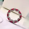 Cluster ringen licht luxe 925 puur zilveren saffier ruby ​​jade hoge koolstof diamant edelsteen bruiloft ring sieraden