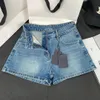 Vrouwen denim jeans terug driehoek logo toegewezen ontwerper luxe shorts met label en tag mlxl