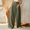 Pantalon féminin 2024 femmes Fashion Linet Coton Bouton solide Solid Tall Taies Tableau Femme Plus taille Summer Casual Ligged