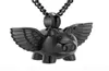 IJD9732 rostfritt stål kremation svart flygande gris kremering souvenir halsband för aska urn minnessemorial pendel smycken8583968