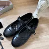 Ballett Flats Frauen Designerin Mary Jane Kleidschuhe echte Lederrunde Runde Zehen niedriger Flachfürch