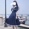 Vestidos casuais 2024 estilo acadêmico japonês doce feminino colarinho de marinheiro kawaii vestidos feminino lolita verão fofo jk