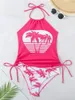 Kvinnors badkläder 2024 Print Side String Tankini Swimsuit Kvinnlig vadderad tryckt badbaddräkt Simtrandkläder Summer