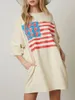 Casual jurken dames 4 juli Tops korte mouw ronde nek vlag afdrukken oversized t-shirts zomer mini-jurk