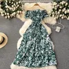 Yuoomuoo Romantic Floral Print Off Axles Long Women Dress 2024 Summer Fashion Bohemian Vacation Beach Party Robe Femme 240429