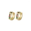 Boucles d'oreilles cerceaux en gros géométrique colorée zircon 2024 tendance délicate conception senior sens cuivre boucle bijoux accessoires