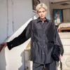 Herren lässige Hemden Ultra-dünn transparent Organza Temperament Revers Langarm Shirt Solid Farbe Mode Sonnenschutzstreetwear