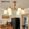 Lampadiers Botimi lampadario retrò con 6 8 paralumi di vetro per salotto camera da letto in legno massiccio Lustre in legno da cucina da pranzo in legno