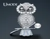 Umode Luxury CZ Crystal New Owl Purple Pearl Brooches for Women Silver Color Brosch and Pins smycken Passar Klipp AUX0014B7065066