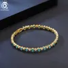 Orsa Jewels Real 925 Sterling Silver Pear Cut Turquoise Bezel Setting Tennis Bracelet for Women 4A Zirkon Jewelry SB181 240423