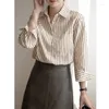 Damenblusen Hemd Damen Tops Frühling 2024 Büro Dame Korea Französische Stil lässige Langarm Striped Loose Women Hemden