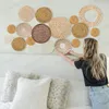 Set van 16 hangende geweven manden Boho handgemaakte wanddecor Round Rattan Straw zeegrasmanden voor woonkamer/keuken/slaapkamer 240423