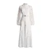 Robes décontractées de la marque Jamerary Designer fleur broderie de lace blanche robe de bal de bal Femmes d'automne d'été vacances à manches longues maxi vestidos