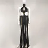 Kvinnors tvåbitar byxor svart vit blixtlås sexig ärmlösa 2 stycken bodysuits set bomullsmaterial mode high street nattklubb fest