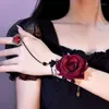 Link Armbänder Blumenhandkabelbaumarmband mit Fingerring für Hochzeitsspitzenkette